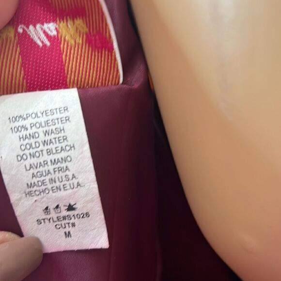 Miss Ma Ma Dress Scoop Neck Sleeveless Sz Medium Burgundy Red Midi 💯 Polyester - Picture 8 of 10